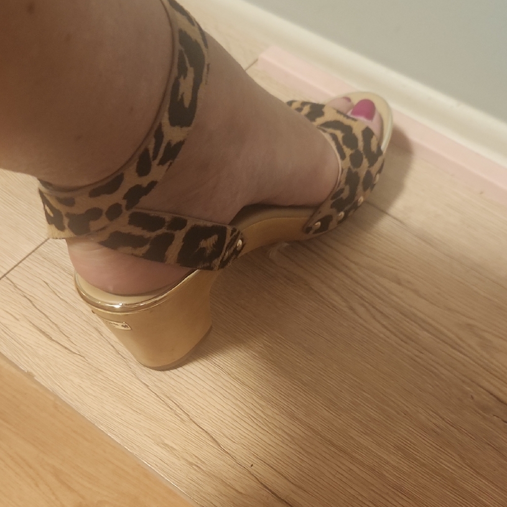 Kate Spade Animal Print Sandals with Gold Heel